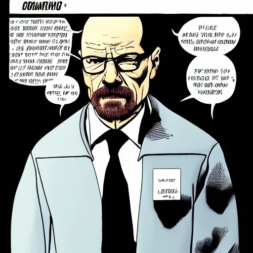 Prompt: walter white as Kingpin in a vertigo comic, one panel