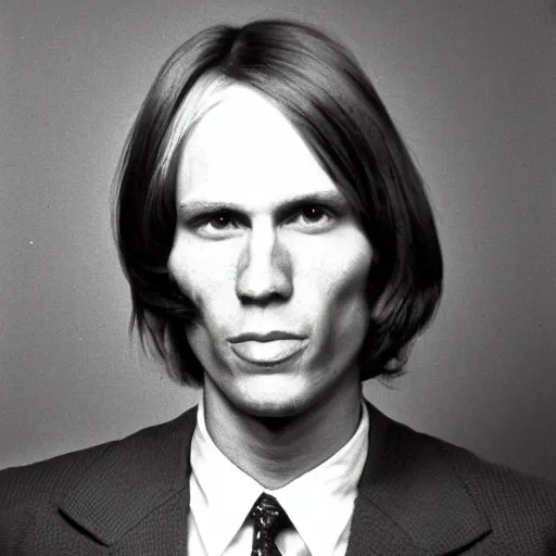 Image similar to A photograph portrait of Jerma985 with short-medium length hair a combover wearing early 1970s menswear in the early 1970s, taken in the early 1970s, grainy, taken on a 1970s Polaroid Camera, realistic, hyperrealistic, very realistic, highly detailed, very detailed, extremely detailed, detailed, digital art, trending on artstation, colorized photo