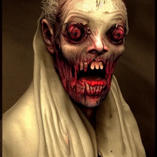 Prompt: an old vampire that looks horrid, nosfaratu, milky white skin, blood around the lips, delectable, edible, crusty boogers around the eyes, eyes look dead, highly detailed, style of Rembrandt, 8k