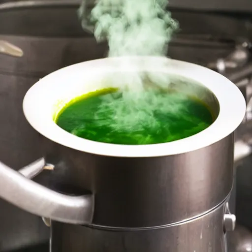 Image similar to brewing universe soup, green steam rising from soup