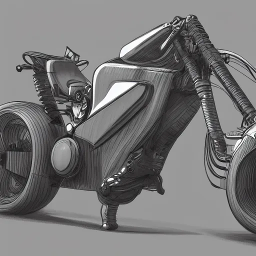 Prompt: drawing of strange concept motorcycle by Japanese engineers, blade runner style, 3d, photorealism