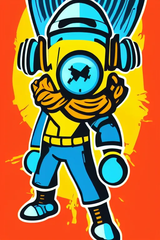 Image similar to fallout 7 6 retro futurist illustration art by butcher billy, sticker, colorful, illustration, highly detailed, simple, smooth and clean vector curves, no jagged lines, vector art, smooth andy warhol style