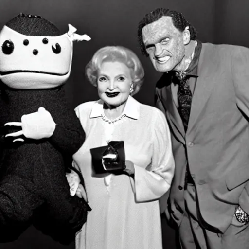 Prompt: Betty White hanging out with Frankenstein's monster