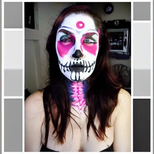 half skull face paint girl