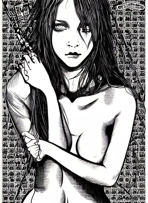 Image similar to a portrait of a pretty sewer punk young lady by apollonia saintclair