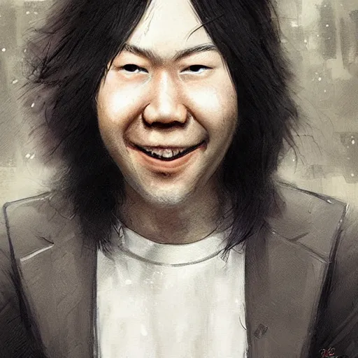 Image similar to portrait of amos yee with a sinister smile, by greg rutkowski