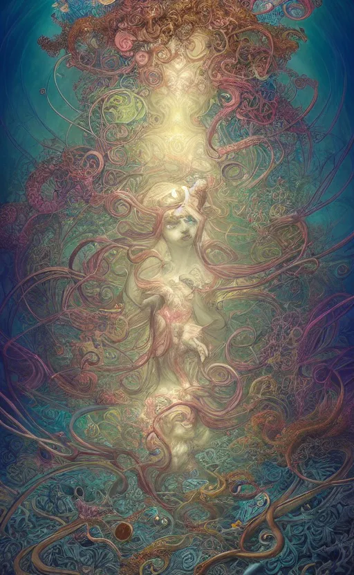 Image similar to a whirlwind of souls rushing inside the metaverse, gorgeous, great barrier reef, intricate, in the style of james jean, brian froud, hyperdetailed, sharp focus, intricate concept art, digital painting, ambient lighting, 4 k, hdt, artstation trending on gsociety, trending on artstationhq, hyper quality