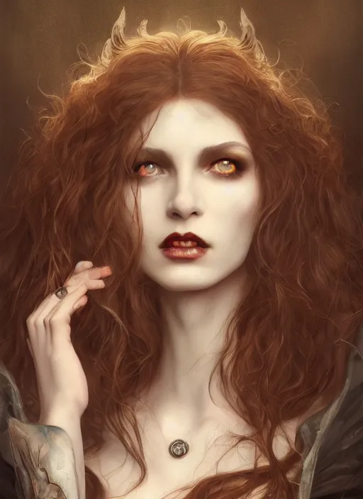 Image similar to tarot!!, pale, beautiful victorian vampire with long hair, fantasy, elegant, concept art, sharp focus, beautiful face!!, digital art, Hyper-realistic, 4K, Unreal Engine, Highly Detailed, HD, Dramatic Lighting, Beautiful, by Brom, trending on Artstation, face byTom Bagshaw, Sargent