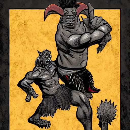 Image similar to An orc with a boar in a suplex, detailed digital art