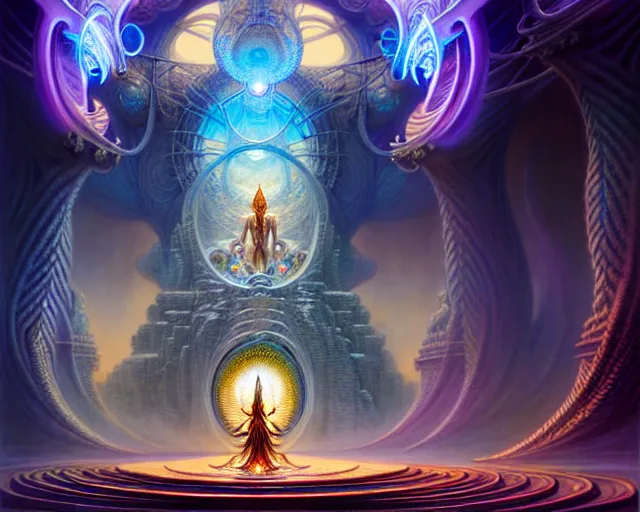 Image similar to the temple of transcendence, fantasy character portrait made of fractals facing each other, ultra realistic, wide angle, intricate details, the fifth element artifacts, highly detailed by peter mohrbacher, hajime sorayama, wayne barlowe, boris vallejo, aaron horkey, gaston bussiere, craig mullins