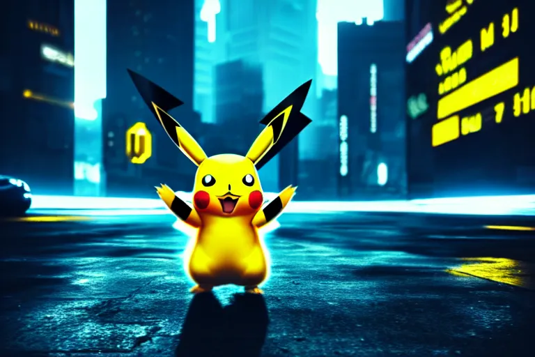 Prompt: a pikachu in a cyberpunk city. super realistic 8 k render of a elegant, cinematic composition