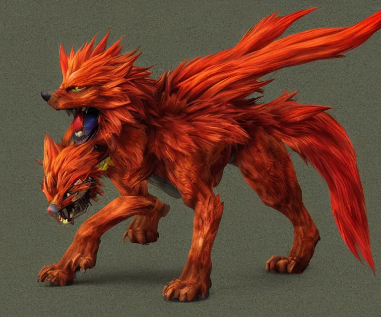 Image similar to phoenix red xiii, final fantasy, video game, highly detailed
