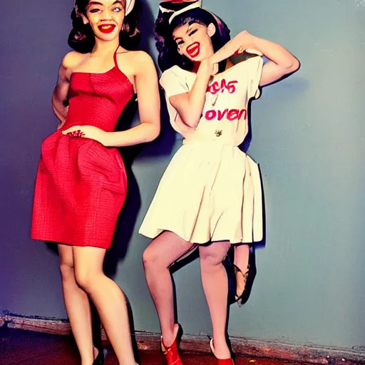 Image similar to Zendaya as a 50s pin-up girl centrefold