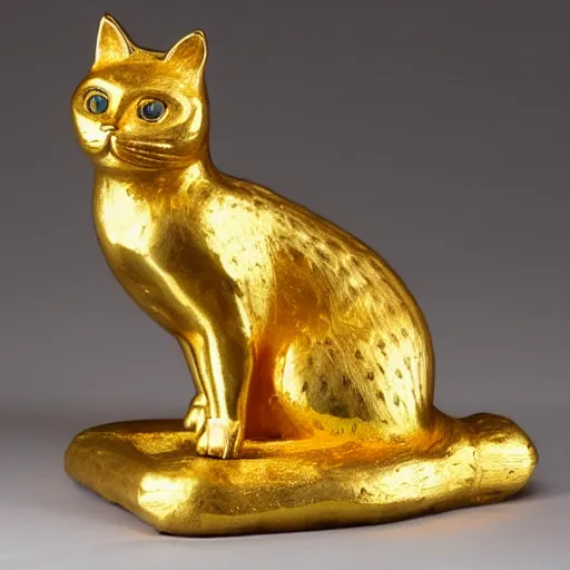 Image similar to an ancient gold cat statue