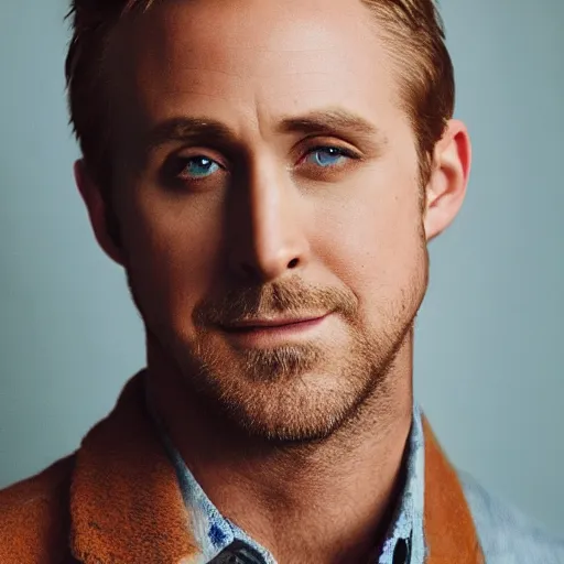 Prompt: Portrait photo of ryan gosling, color, studio lighting