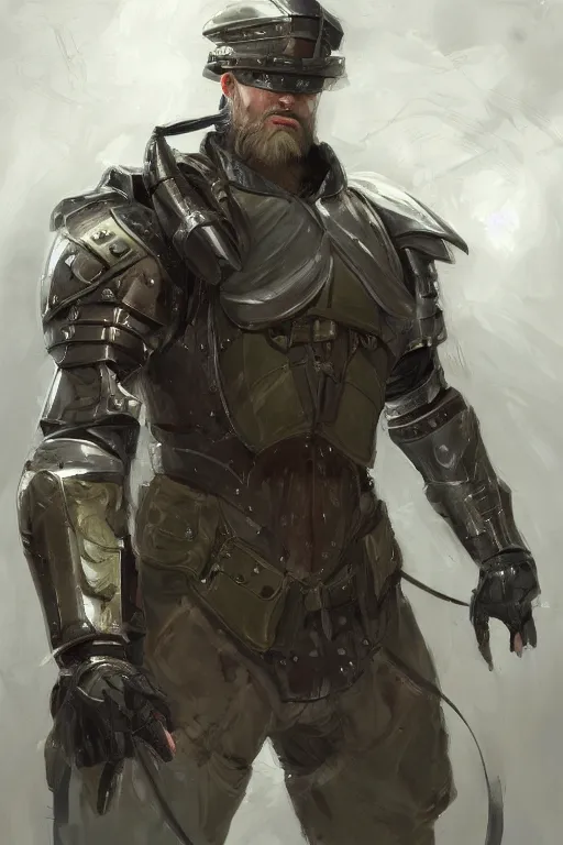 Image similar to a professionally painted portrait of John TotalBiscuit Bain, clothed in military armor, olive skin, long dark hair, beautiful bone structure, symmetrical facial features, intricate, elegant, digital painting, trending on Artstation, concept art, smooth, sharp focus, illustration, from Metal Gear by Ruan Jia and Mandy Jurgens and Artgerm and William-Adolphe Bouguerea, award winning