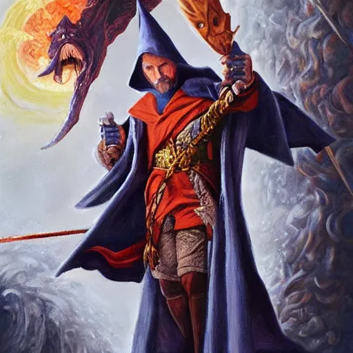 Prompt: A wizard fighting the forces of evil, hyperrealistic, award winning painting