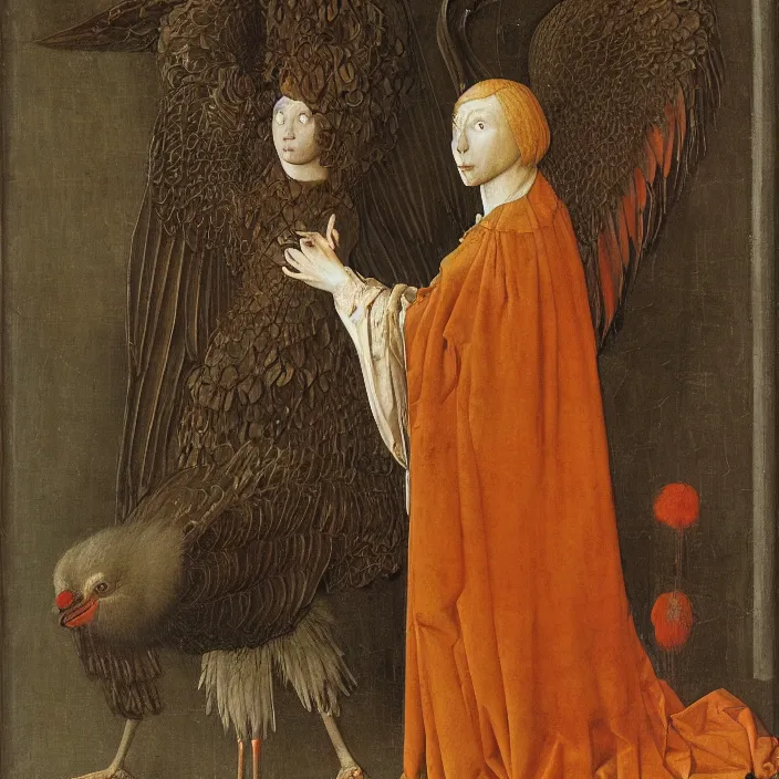 Prompt: a harpy, by Jan van Eyck