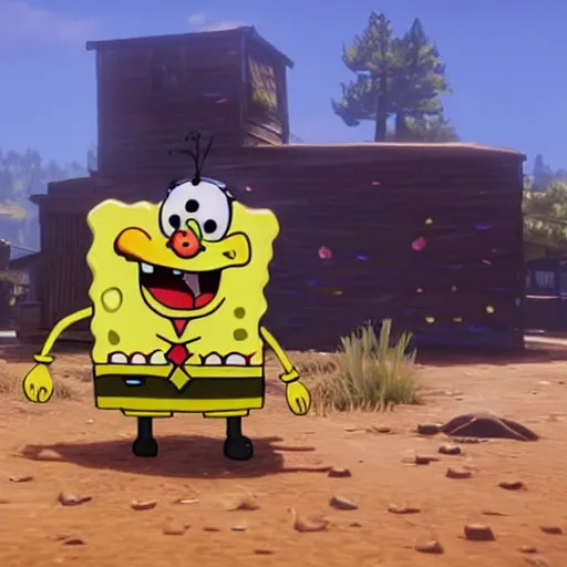 Image similar to SpongeBob in red dead redemption 2 4K detail