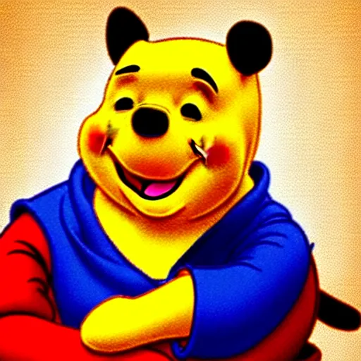 Prompt: Winnie the Pooh with the face of Xi Jinping, cartoon, caricature
