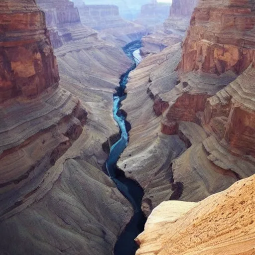 Image similar to a canyon that doesn't have a floor to it. dream like.