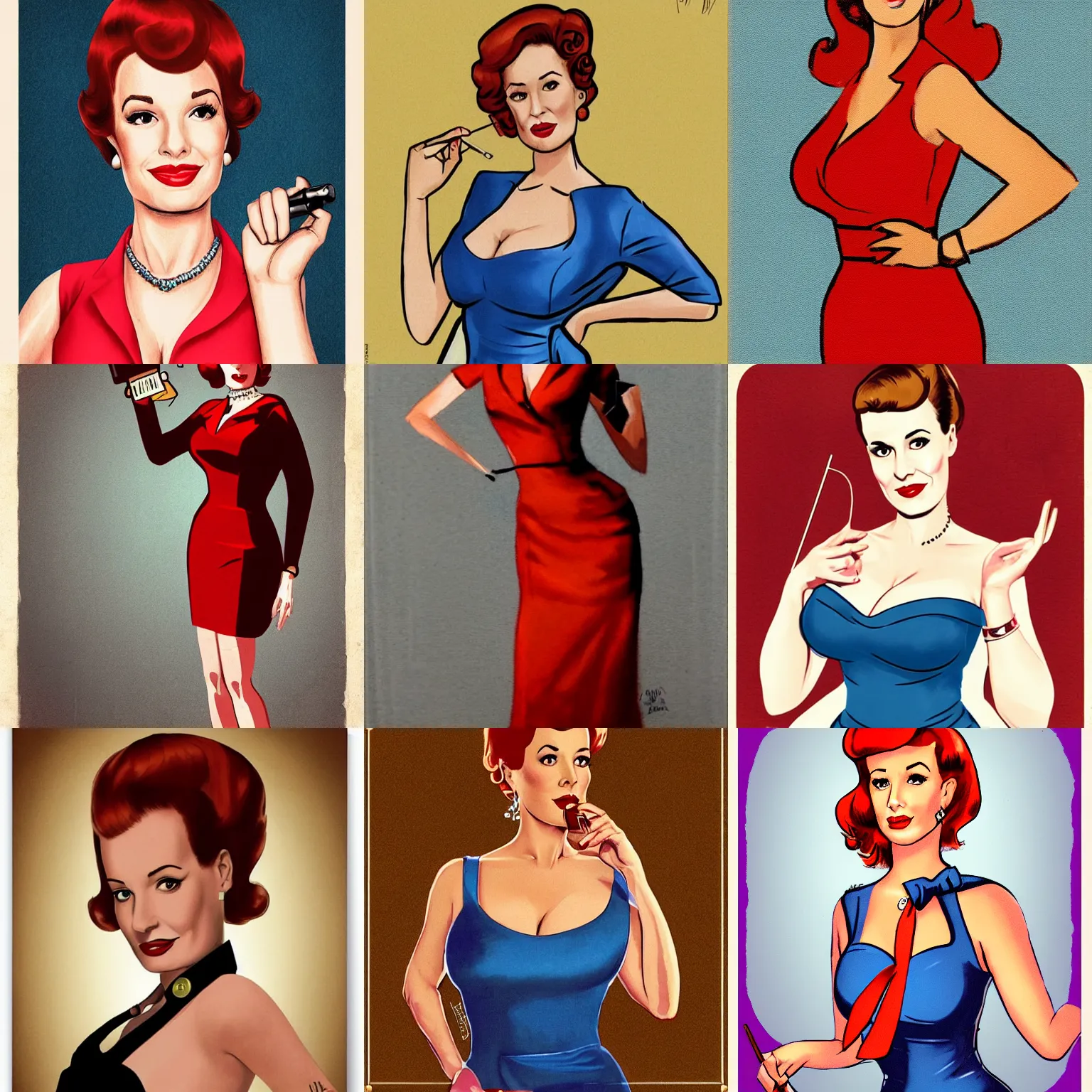 Prompt: Joan Holloway from Mad Men by Vargas