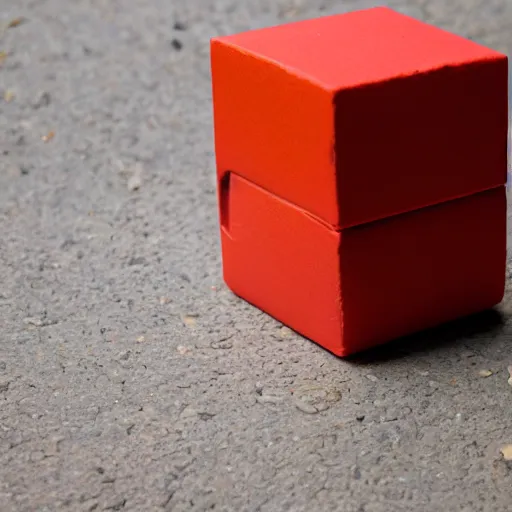 Prompt: a red cube sitting on a orange sphere