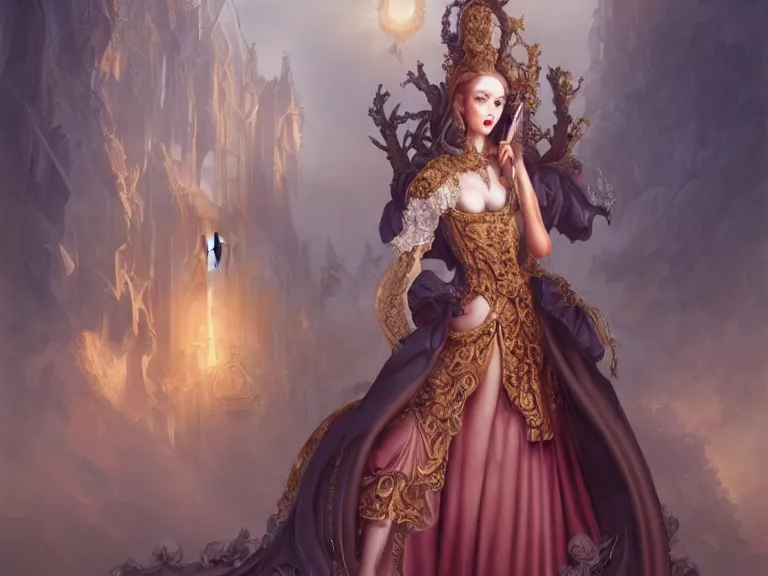 Image similar to full body portrait of a woman styled after a baroque cathedral 🍑, fantasy artwork, award winning, very very very very very very very beautiful scenery, artstation