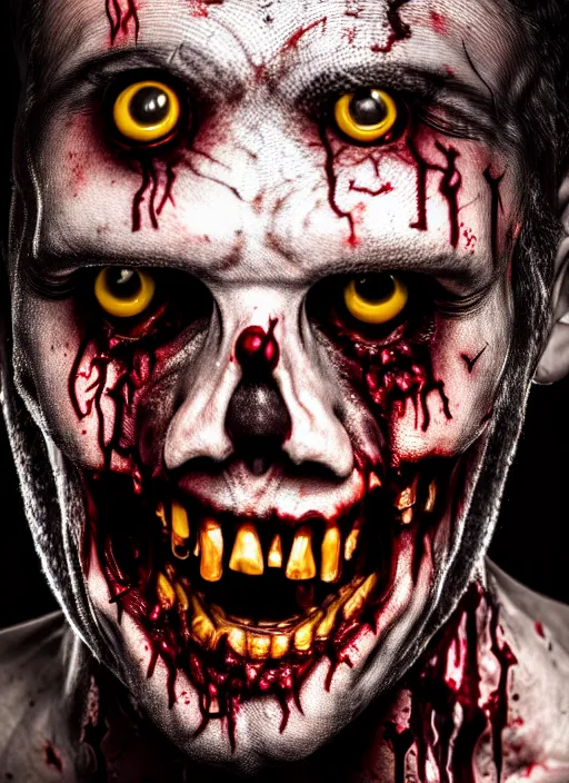 Image similar to zombie hollywood professional acting headshot, hyperrealism, intricate detailed, studio lighting, charming expression gesicht