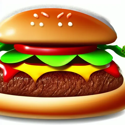 Prompt: lovely hamburger with cute eyes, smiling face, high detailed, high resolution