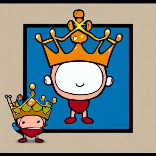 Image similar to kidney bean holding a staff, wearing crown, cartoon character, digital art, fun,