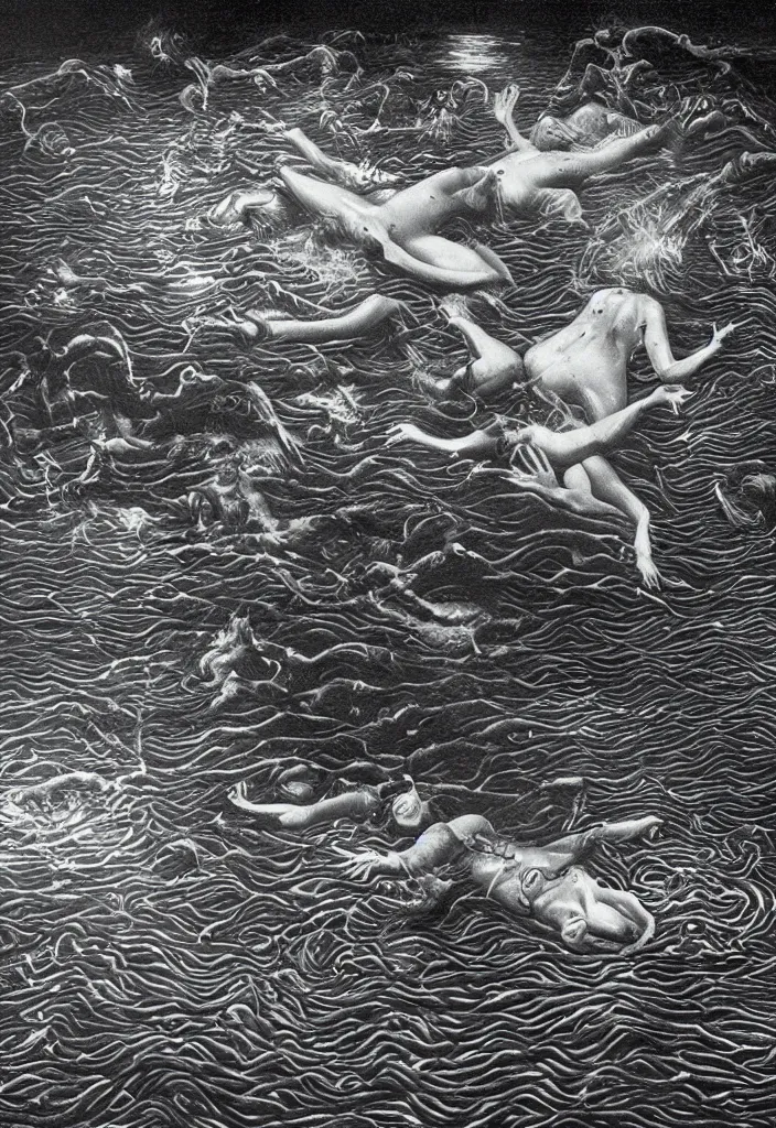 Image similar to highly detailed surrealist art about drowning slowly