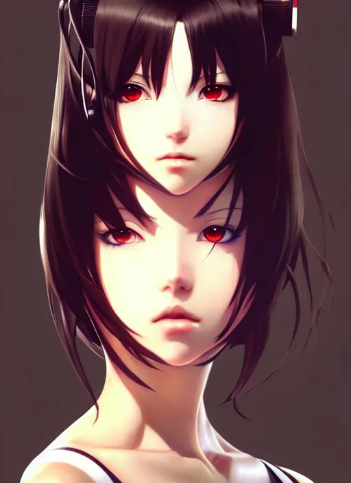 Image similar to portrait of beautiful young anime girl, cute-fine-face, realistic shaded, Perfect face, fine details. Anime, cyberpunk, Final fantasy, tifa, highly detailed, artstation, illustration, art by Ilya Kuvshinov and Gustav Klimt