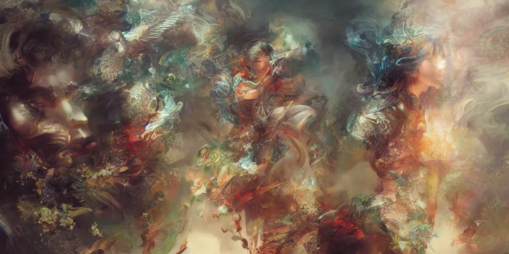 Prompt: Psychedelic visions of ones higher self by Stanley Artgerm Lau, Ruan Jia and Fenghua Zhong