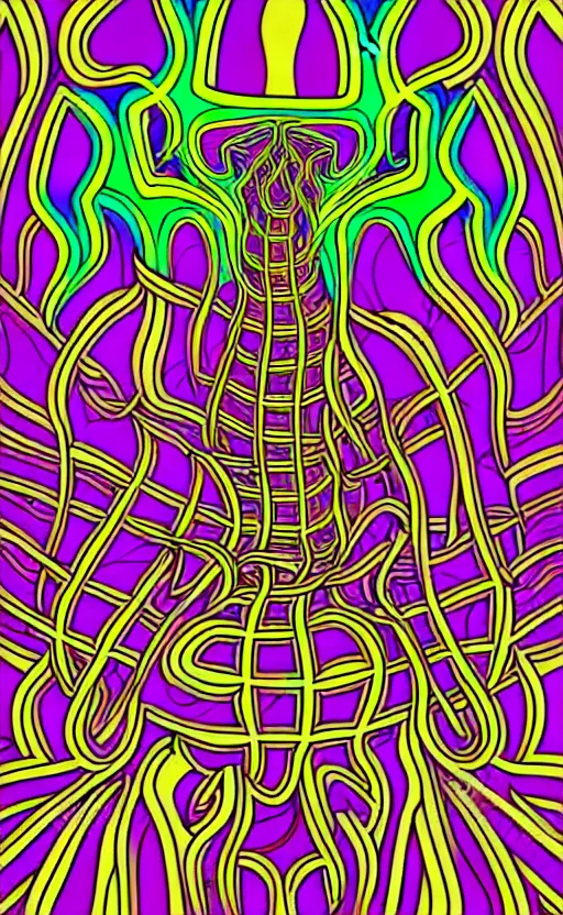 Prompt: trippy psychedelic mushrooms illustration vector art by alex grey