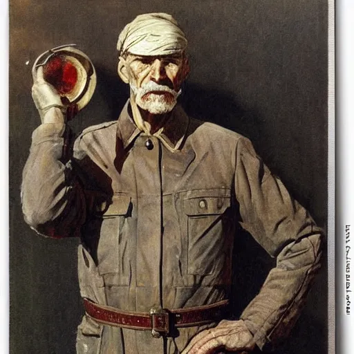 Image similar to soviet propaganda of communist peasant ken klippenstein by j. c. leyendecker, bosch, and beksinski