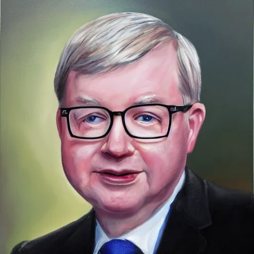 Image similar to Oil Painting of Senator Kevin Rudd, Portrait, 4K