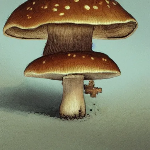 Prompt: mushrooms as keys on computer keyboard, by jean - baptiste monge