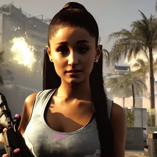 Image similar to Ariana Grande in Call of Duty, 4k