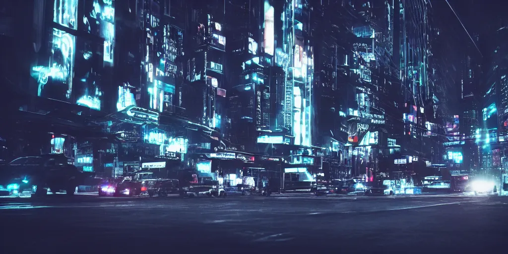 Image similar to neo - noir futuristic city, cinematic, dramatic, 1 3 5 mm lens, dark lighting, atmospheric