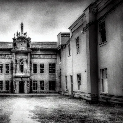 Image similar to a haunted asylum, cctv, found footage