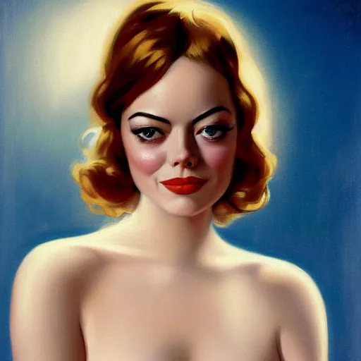 Image similar to emma stone painted by luis ricardo falero