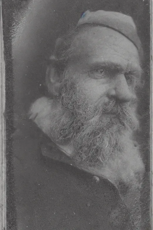 Image similar to a Ferrotype photograph of a grizzled old sea captain