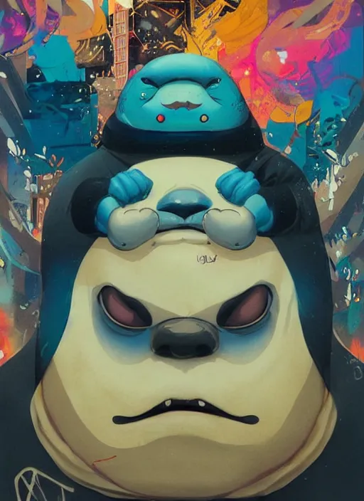 Prompt: beautiful portrait of lofi cyberpunk snorlax, by Tristan Eaton, Stanley Artgermm, Tom Bagshaw, Greg Rutkowski, Carne Griffiths, trending on DeviantArt, face enhance, hyper detailed. trending on Artstation, 8k, masterpiece, graffiti paint, fine detail, full of color, intricate detail, golden ratio illustration