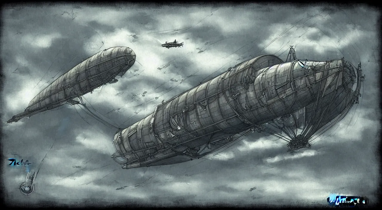 Image similar to AIRSHIP, dieselpunk by Tomino-sama