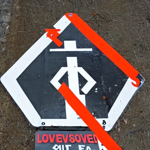 Image similar to A road sign that warns of lovecraftian horrors