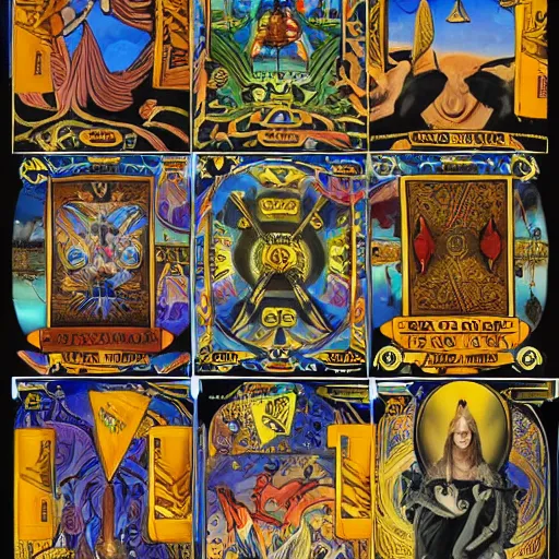 Image similar to tarot cards covered with arcane and esoteric symbols and magical images 8 k hyperdetailed photorealism