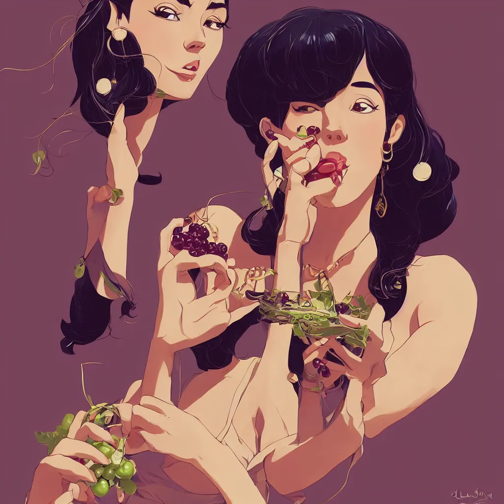 Prompt: cleopatra eating grapes, clean cel shaded vector art. shutterstock. behance hd by lois van baarle, artgerm, helen huang, by makoto shinkai and ilya kuvshinov, rossdraws, illustration