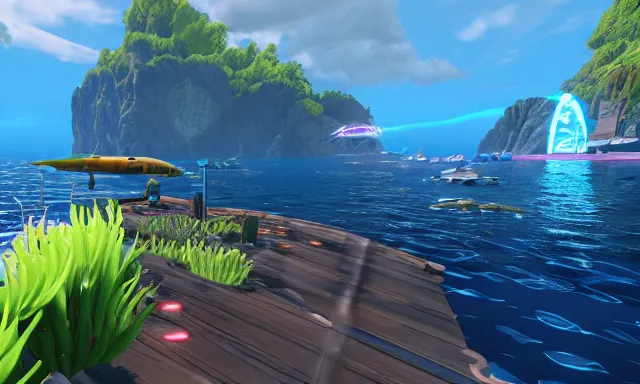 Image similar to subnautica in game screenshot, unreal engine, 1k. low res