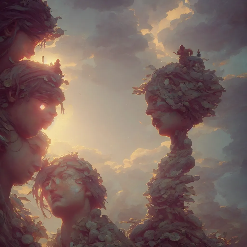 Image similar to beautiful very extreme closeup eye angels stone statues, unreal engine, greg rutkowski, loish, rhads, beeple, tom bagshaw, alphonse mucha, global illumination, detailed and intricate environment